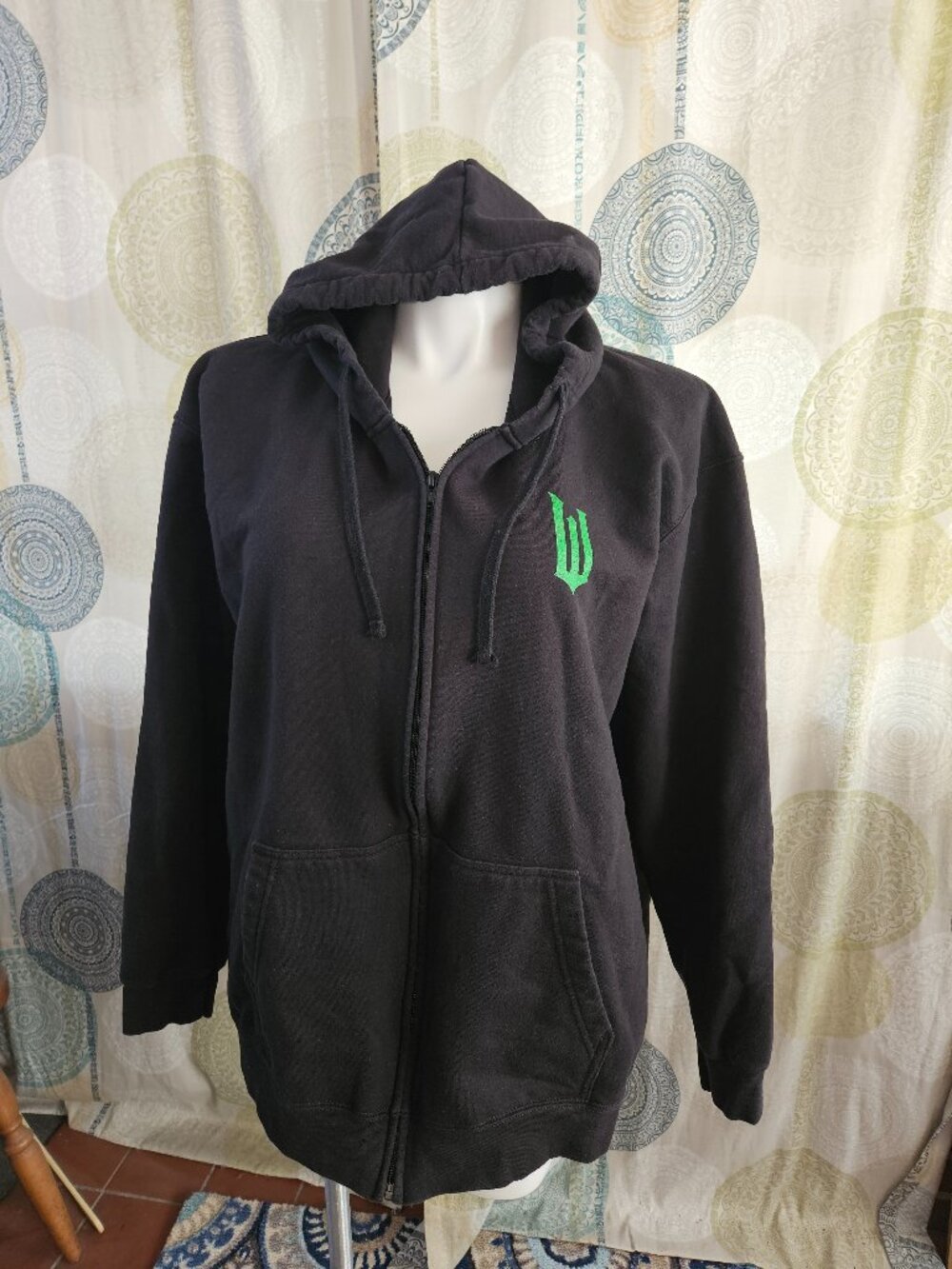 UNWORN Black "Wicked" Full Zip Hoodie (2XL)
